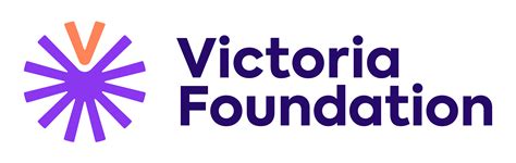 Victoria Foundation Logo Purple Starburst Orange Victoria Foundation logo with a purple starburst and orange V.